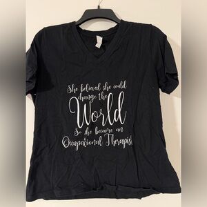 Black V-Neck Women's Top